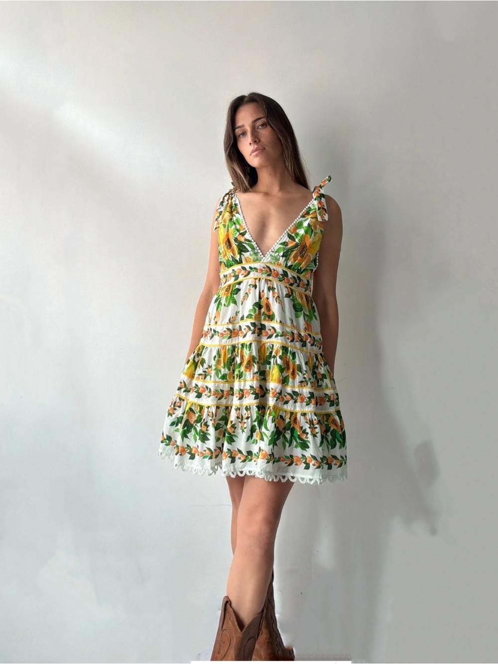 Farm Rio Papaya Salad Scarf Dress